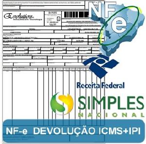 SIMPLES NACIONAL- EMISSAO NFE DEVOLUÇAO ICMS  IPI
